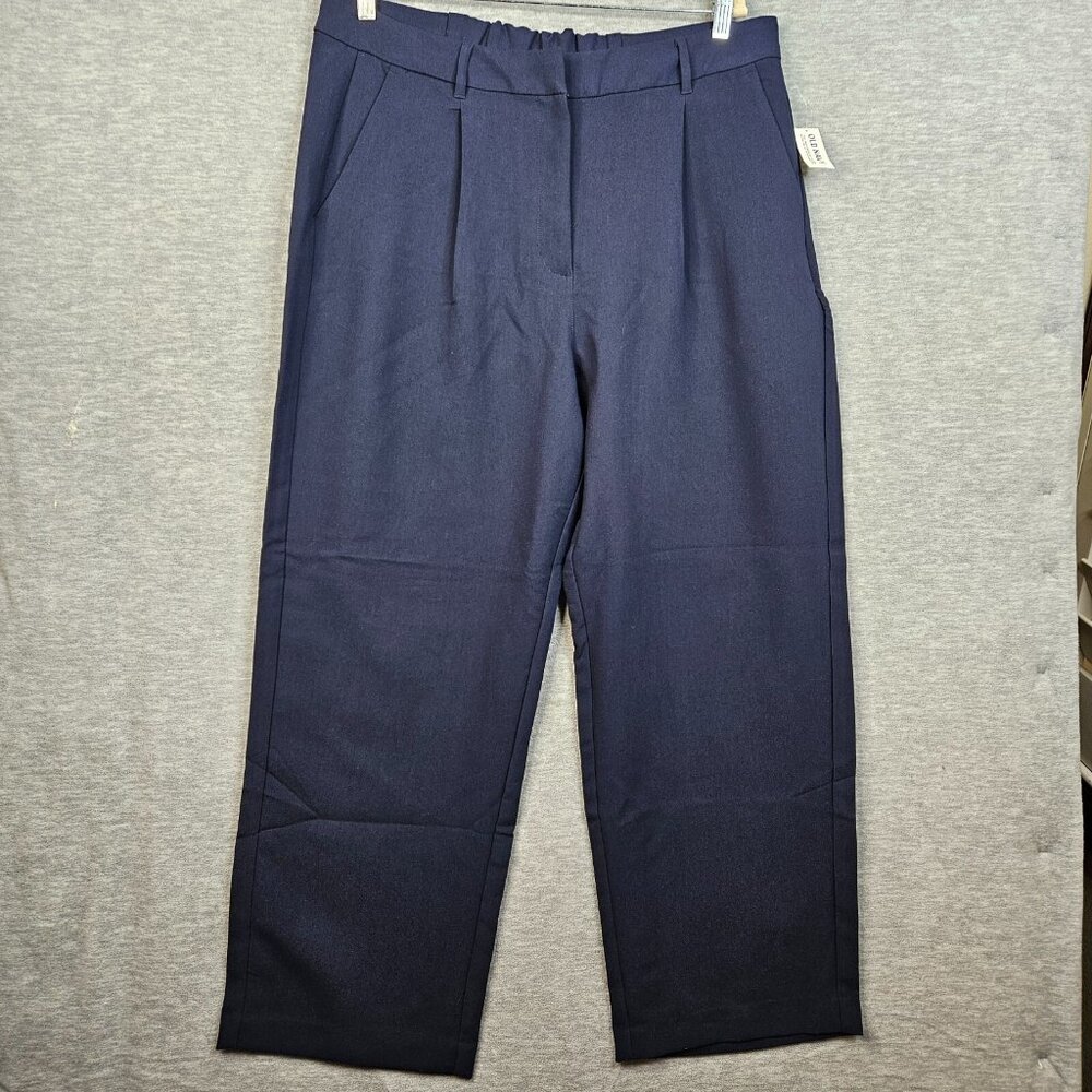 Old Navy Women's Navy Blue Pleated Taylor Wide Leg Trouser Full Length Sz XL New
